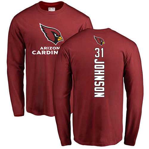 Arizona Cardinals Men Maroon David Johnson Backer NFL Football #31 Long Sleeve T Shirt